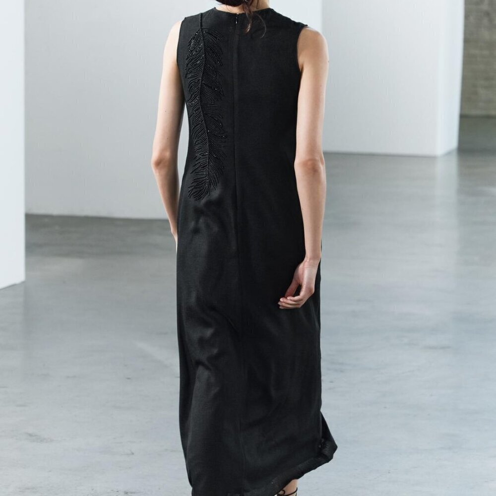 ZARA EMBROIDERED MIDI DRESS ZW COLLECTION Size Medium NEW WITH TAG! - Picture 5 of 10